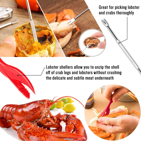 Hiware Seafood Tools Set - Crab Lobster Crackers and Picks Tools Service for 2, Includes Crab Leg Crackers, Seafood Scissors, Butter Warmers, Lobster Shellers, Crab Forks and Tealight Candles