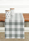 Solino Home Buffalo Check Table Runner 14 x 72 Inch Grey and White Plaid Table Runner Natural Fabric Handcrafted from 100% Pure Linen European Flax