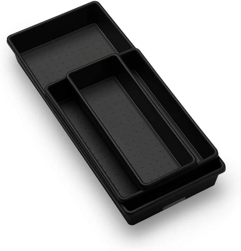 madesmart 3 Bin Pack-CARBON COLLECTION Soft-Grip Lining & Non-Slip Rubber Base & BPA-Free, Medium