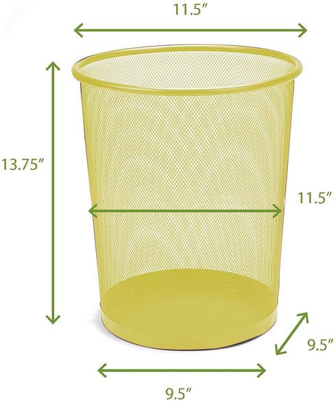 Mind Reader Set Garbage Waste Basket Recycling Bin, Round, Yellow