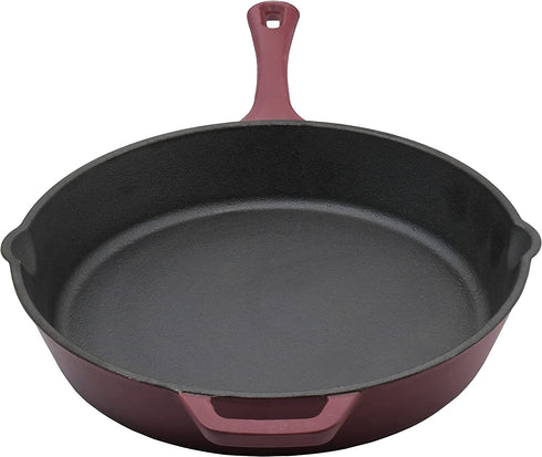 Cuisinart Open Round Cast Iron Skillet, 11 Inch, Merlot