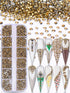 Warmfits 3600pcs Nail Art Rhinestone Crystal Gold Rhinestones Beads Nail Jewels Nail Design Round Flatback Gems Stones Studs 6 Sizes with Box for Nail Design Craft Art Shoes
