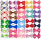 YOY 40 Pcs Adorable Grosgrain Ribbon Pet Dog Hair Bows with Elastics Ties - Stretchy Rubber Bands Doggy Kitty Topknot Grooming Accessories Set for Long Hair Puppy Cat