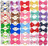 YOY 40 Pcs Adorable Grosgrain Ribbon Pet Dog Hair Bows with Elastics Ties - Stretchy Rubber Bands Doggy Kitty Topknot Grooming Accessories Set for Long Hair Puppy Cat