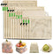 Reusable Cotton Produce Bags-Durable Organic Cotton Mesh Produce Bags ECO-Friendly Grocery Bags with Tare weight 4 Sizes 12 Packs Lightweight Machine Washable Vegetable Bags with Organizing Drawstring