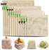 Reusable Cotton Produce Bags-Durable Organic Cotton Mesh Produce Bags ECO-Friendly Grocery Bags with Tare weight 4 Sizes 12 Packs Lightweight Machine Washable Vegetable Bags with Organizing Drawstring