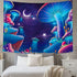 Obsecolors Trippy Mushroom Tapestry Moon and Star Wall Tapestry Galaxy Tapestry Starry Sky Tapestry UFO Tapestry Wall Hanging for Living Room Bedroom