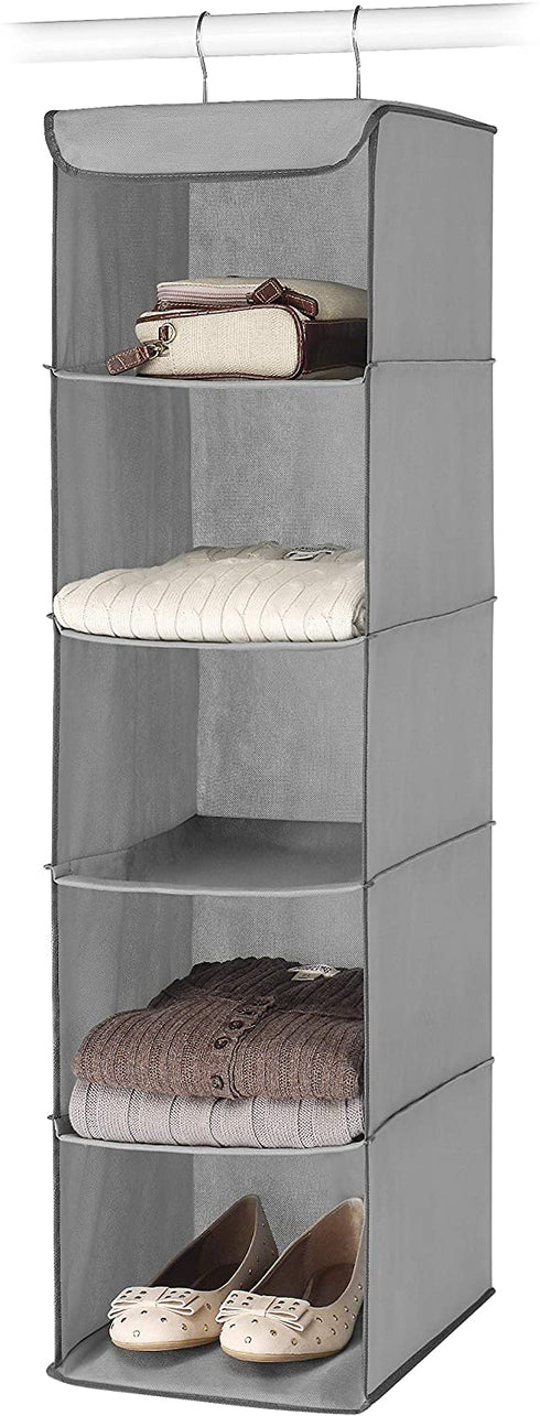 Whitmor 5 Section Closet Organizer - Hanging Shelves with Sturdy Metal Frame
