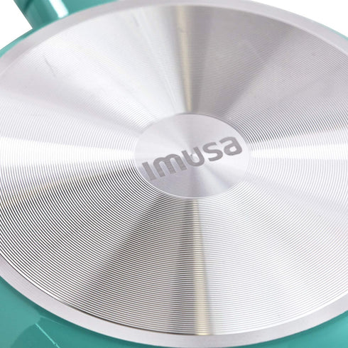 IMUSA USA Forged Saut© Pan with Soft-Touch Handle & Ceramic Nonstick Interior 8-Inch, Teal