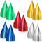 50 Pieces Cone Party Hats Metallic Foil Cone Hats Colorful Party Cone Hats Birthday Paper Hats for Birthday Parties, Gold, Silver, Red, Green, Blue