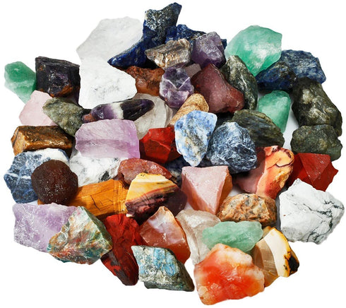 Rockcloud 1 lb Natural Crystals Raw Rough Stones for Cabbing,Tumbling,Cutting,Lapidary,Polishing,Reiki Crytsal Healing,Colorful Mixed Stones