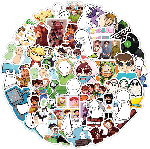 Dream SMP Sticker for Teen Skateboard, Cool Waterproof Game Decal for Kids Water Bottle, Laptop, Phone, Travel Case, Bike, Guitar 50pcs Pack