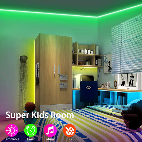 50ft Bluetooth LED Light Strip RGB Color Changing with Phone APP, Music Sync LED Strip Lights with Remote, LED Lights for Bedroom, Kitchen, TV, Party