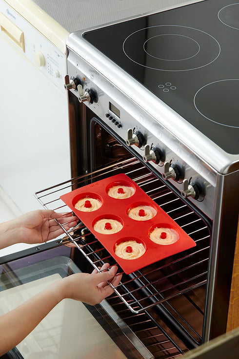 Lekue Savarin 6 Cavity Bundt pan, Red