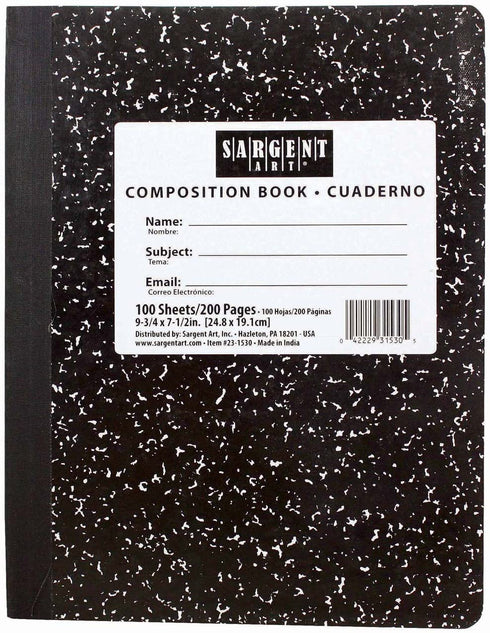 Sargent Art 23-1530 100Sht Hard Cover Marble Composition Book