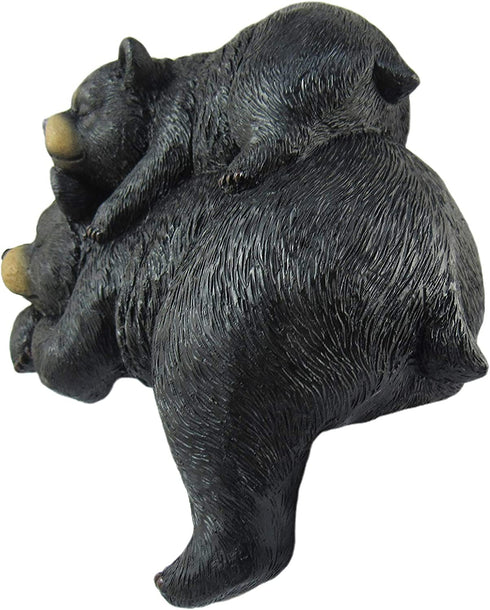 DWK Black Bear Shelf Sitting Figurine | Bear Cabin Accessories Decorations for Shelves | Cute Bear Figurines | Nursery and Office Shelf Decorations - 6"