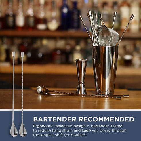 Heavyweight Bar Spoons - Set of two. (One Spiral & one Smooth Handle) Professional Quality Barspoons