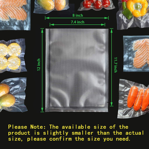8×12 Inch Vacuum Sealer Bags,Withstand High Temperature UP 280°F,Freezable and Heatable with Precut Design,Food Vacuum Heat Seal Storage Bag,Commercial Grade Vacuum Sealing Bag(100Pcs)
