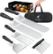 Rivexy Metal Spatula Stainless Steel - 5 Pcs Blackstone Griddle Accessories Kit Including Griddle Scraper - Premium Quality Grill Set for BBQ Accessories - Durable Flat Top Grill Accessories
