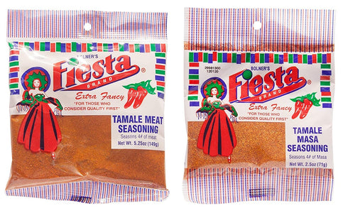 Bolner's Fiesta Brand Tamale No MSG Seasoning Bundle - 1 each of Tamale Meat Seasoning 5.25 Ounces and Tamale Masa Seasoning 2.5 Ounces
