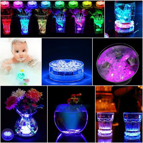 Submersible Led Lights Battery Operated Spot Lights with Remote Small Lamps Decorative Fish Bowl Light Remote Controlled Small Led Lights for Aquarium Vase Base Pond Wedding Halloween Party (4 Pack)