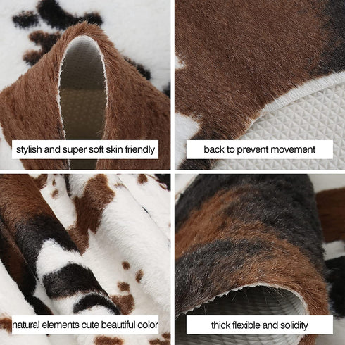 MACEVIA Faux Cowhide Rug Cute Cow Print Rug Animal Area Carpet Western Decor for Living Room Bedroom Non-Slip 43.3" L x 29.5" W(3.6ft x 2.4ft)