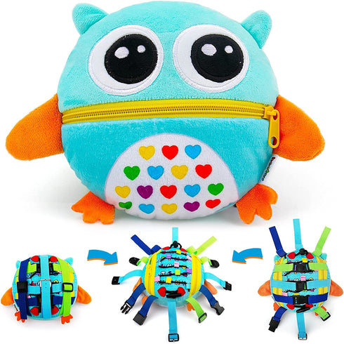 beetoy Sensory Buckle Pillow Zipper Toys for Toddlers 1-3, Toddler Travel Toys for Plane Car, Learning Activity Toys - Develop Fine Motor Basic Life Skills, Baby Quiet Toys Ideal Gift for 12 Months+