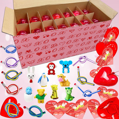 28 Pack Valentines Day Gifts for Kids, Valentines Classroom Gifts with Filled Hearts Bulk, Exchange Party Favors for Boys Girls School Class Classroom