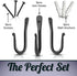 Wall Mounted Hook - Wrought Iron Decorative Blacksmith Handmade Simple Iron Hook for Bathroom and Kitchen, Hooks for Hanging Robes, Towels, Coats, Cloths, Bags, Keys and Jewelries - Pack of 3 (Black)