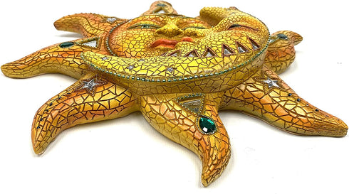 George S. Chen Imports Polyresin Orange Mosaic Face Sun with Yellow Mosaic Moon, 13"