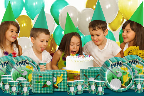 Golf Sports Birthday Party Supplies Set Plates Napkins Cups Tableware Kit for 16