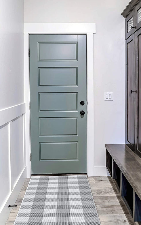 Grey Runner Rug for Hallway: 2x8 Runner Rug Gray Outdoor Runner Rug Non Slip Kitchen Rug Runner Laundry Room Runner Rug Entryway Runner Rug Farmhouse Runner Rug Washable Runner Rug Grey Rug Runner