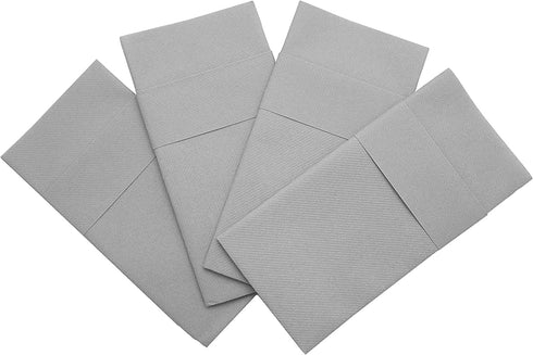 Gray Dinner Napkins Cloth Like with Built-in Flatware Pocket, Linen-Feel Absorbent Disposable Paper Hand Napkins for Kitchen, Bathroom, Parties, Weddings, Dinners or Events, 16x16 inches, Pack of 50