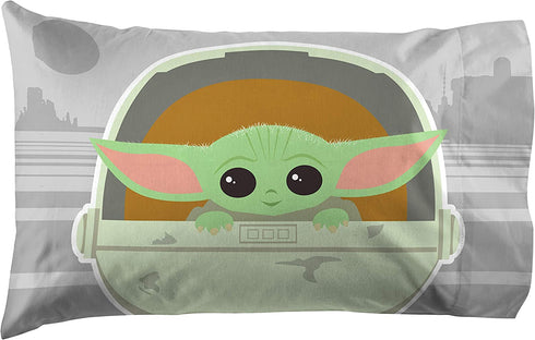 Jay Franco Star Wars The Mandalorian The Cutest Bounty 1 Pack Pillowcase - Double-Sided Kids Super Soft Bedding - Features The Child Baby Yoda Grogu (Official Star Wars Product)