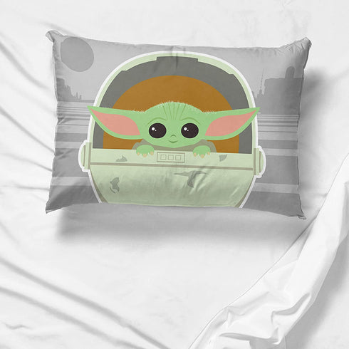Jay Franco Star Wars The Mandalorian The Cutest Bounty 1 Pack Pillowcase - Double-Sided Kids Super Soft Bedding - Features The Child Baby Yoda Grogu (Official Star Wars Product)