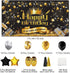 Birthday Decorations for Him 78 pcs Black and Gold Birthday Party Decoration for Men Boys Kids with Happy Birthday Backdrop Banner Balloons Star Foil Balloons Hanging Tassels