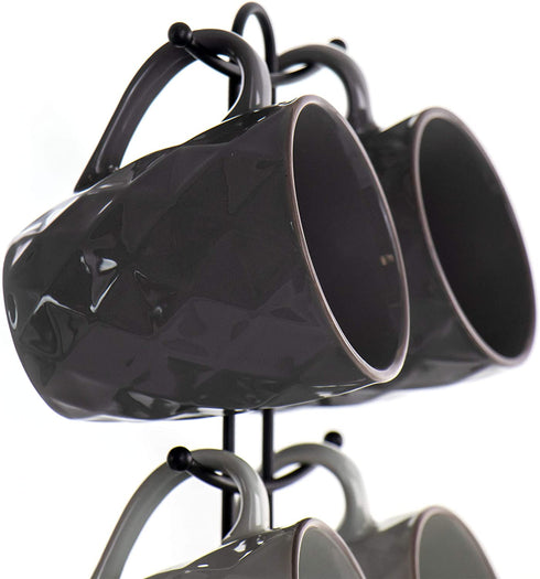 Elama Wave Series Mug Set, 12 oz, Assorted Grey 1