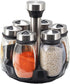 MONMART Salt and Pepper Shakers Salt Shaker Stainless Steel and Glass Set, 360° Rotating With Adjustable Pour Hole, 6-Piece Set