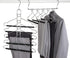 Amber Home 2 Pack Multi Layer 5 in 1 Metal Suits Pants Hangers, Closet Storage Organizer with 2 Swivel Hooks, Detachable Space Saving Anti Slip Clothes Hangers for Shirt Sweater Jeans Slacks Dresses