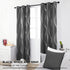 Deconovo Blackout Curtains, Foil Print Wave Striped Room Darkening Curtains, Thermal Insulated Bedroom Curtains, Set of 2, 42 by 90 Inch, Dark Grey