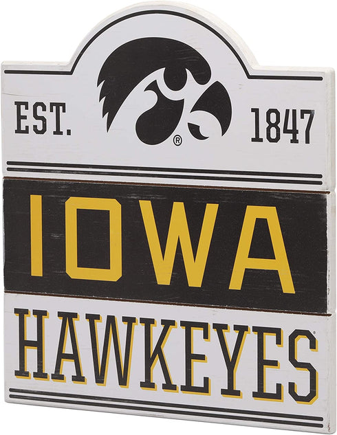 Open Road Brands University of Iowa Hawkeyes Bump Planked Wood Wall Decor