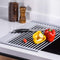 U-Taste Roll Up Dish Drying Rack 16.5 by 13.7 Inches, Over The Sink Foldable Multipurpose Silicone Dish Drainer Warm Gray, Small