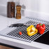 U-Taste Roll Up Dish Drying Rack 16.5 by 13.7 Inches, Over The Sink Foldable Multipurpose Silicone Dish Drainer Warm Gray, Small