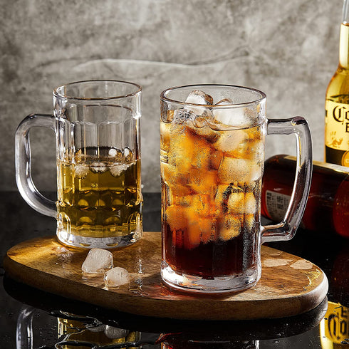 COKTIK 6 Pack Heavy Large Beer Glasses with Handle - 14 Ounce Glass Steins, Classic Beer Mug glasses Set