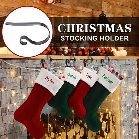 Christmas Stocking Holders for Mantle Set 4,Protective Pads Christmas Stocking Holders for Fireplace Mantle,Multi-uses Stocking Hooks for Mantle,Mantel Stocking Holders Clip for Xmas Party Decoration