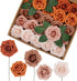 Medoliya Artificial Flowers 25PCS Real Looking Foam Roses Fake Roses with Stems for DIY Wedding Bouquets Centerpieces Baby Shower Party Home Decorations (Shades of Burnt Orange)