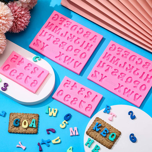 4 Pieces Valentine's Day Diamond Heart Mold Silicone Letter Alphabet Fondant Chocolates Molds, 8.7 Inch Silicone Breakable Heart Mold and 4 Pieces Wooden Hammers for Baking Chocolate