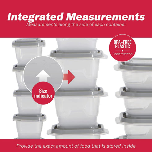 Good Cook EveryWare 34-Piece BPA-Free Plastic Food Storage Container Set, Clear/Grey, (41758)