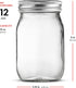 Glass Regular Mouth Mason Jars, (12 Pack) Glass Jars with Silver Metal Airtight 1 Piece Lids for Meal Prep, Food Storage, Canning, Drinking, Overnight Oats, Jelly, Dry Food, Salads, Yogurt (16 Ounce)