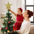 Christmas Tree Topper Star Christmas Tree Topper Lighted with LED Magic 5 Dynamic Patterns Rotating Projector and Switch, 3D Glitter Hollow Gold Xmas Tree Topper for Christmas Tree Decorations